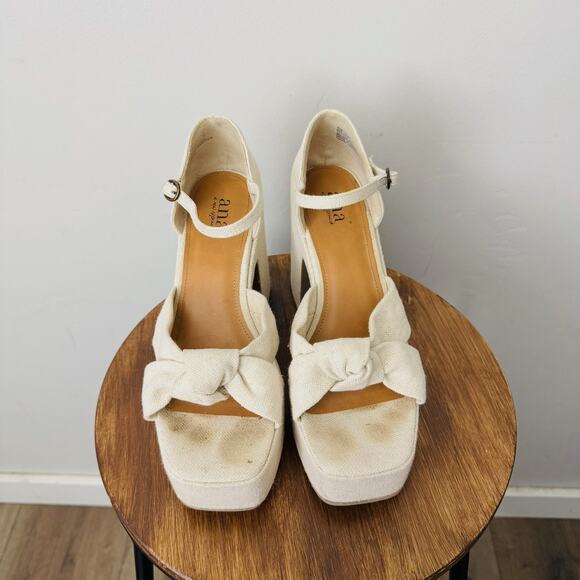 Ana Cream Platform Sandals With Bow Women’s Size 8.5 - Picture 4 of 10